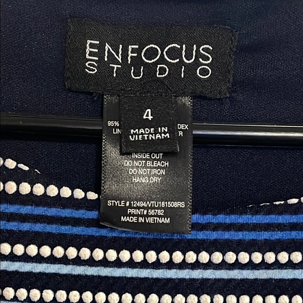 Enfocus Studio Navy and Blue Striped Dress